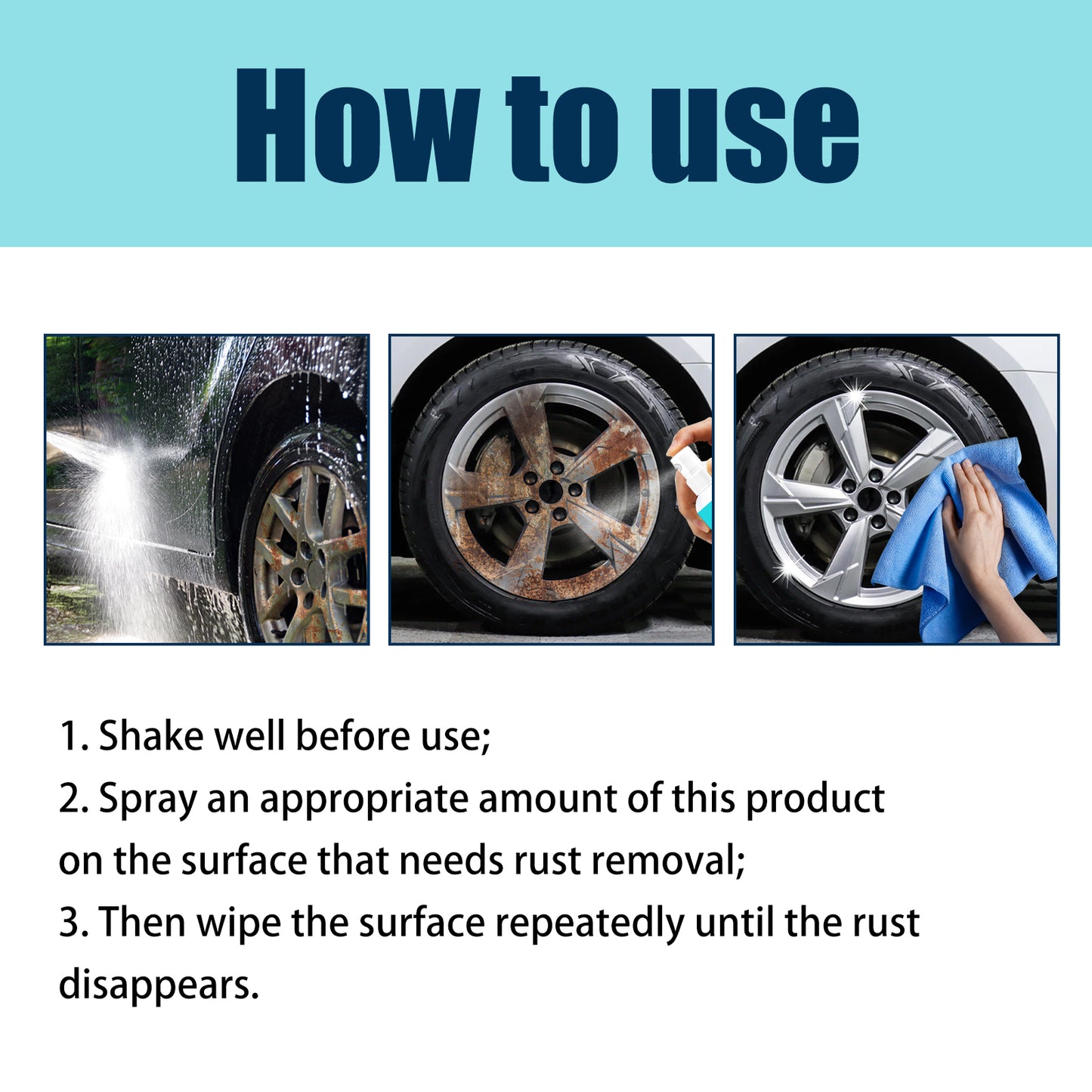 Iron Powder Remover, Strong Cleaning Reconditioning Rust Remover Spray For Car Metal Parts