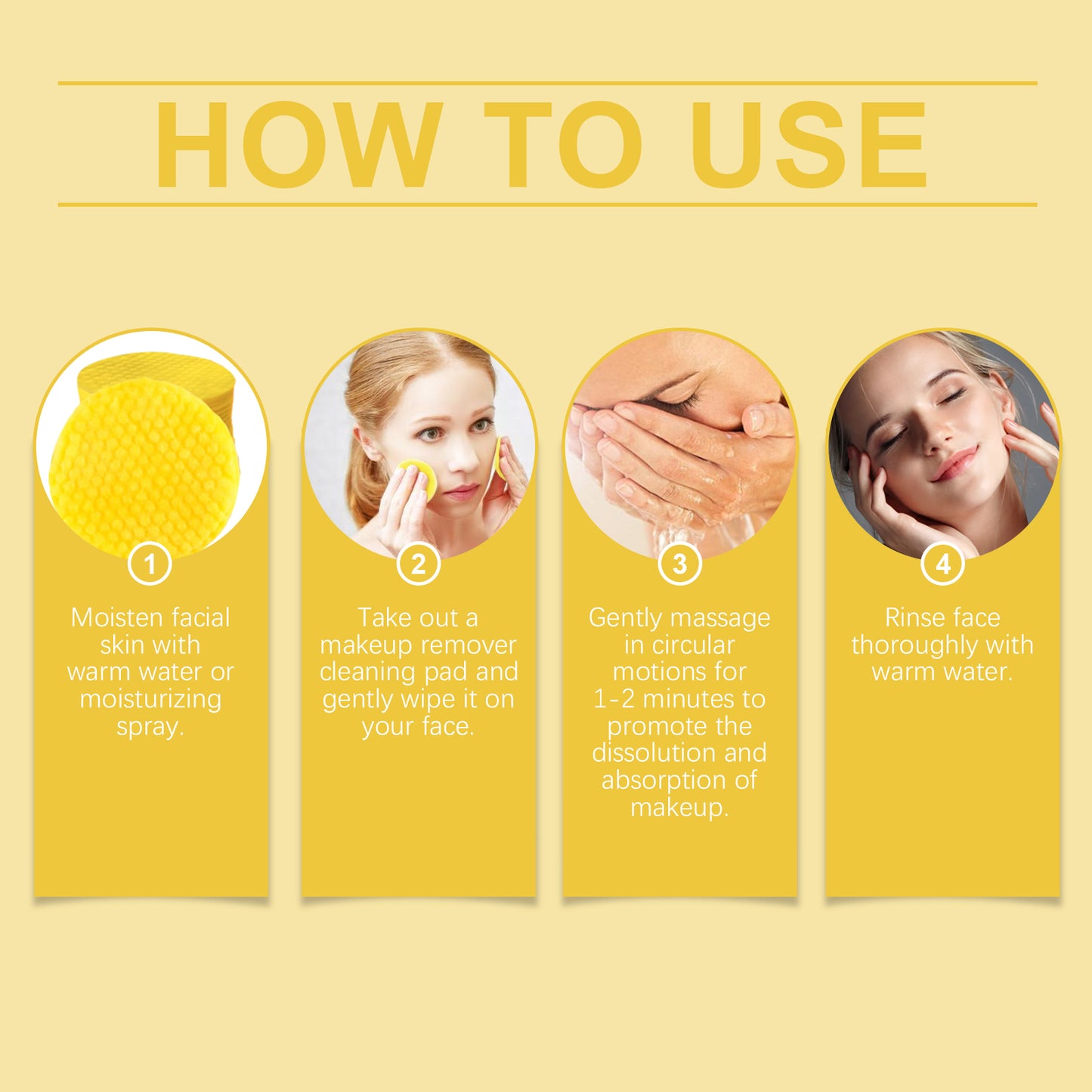 EELHOE Ginger And Lemon Makeup Remover Cleansing Pad, Facial Makeup Gentle Clean Makeup, Care For Skin Without Tight