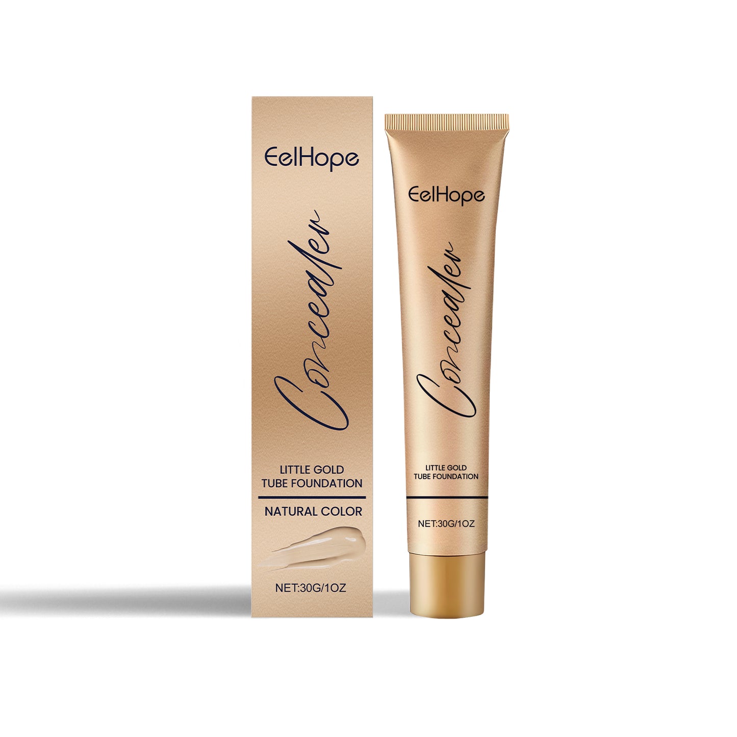 Small Gold Tube Foundation Concealer, Natural Lightweight Skin Concealer Not Easy To Remove Makeup Moisturizing Liquid Foundation