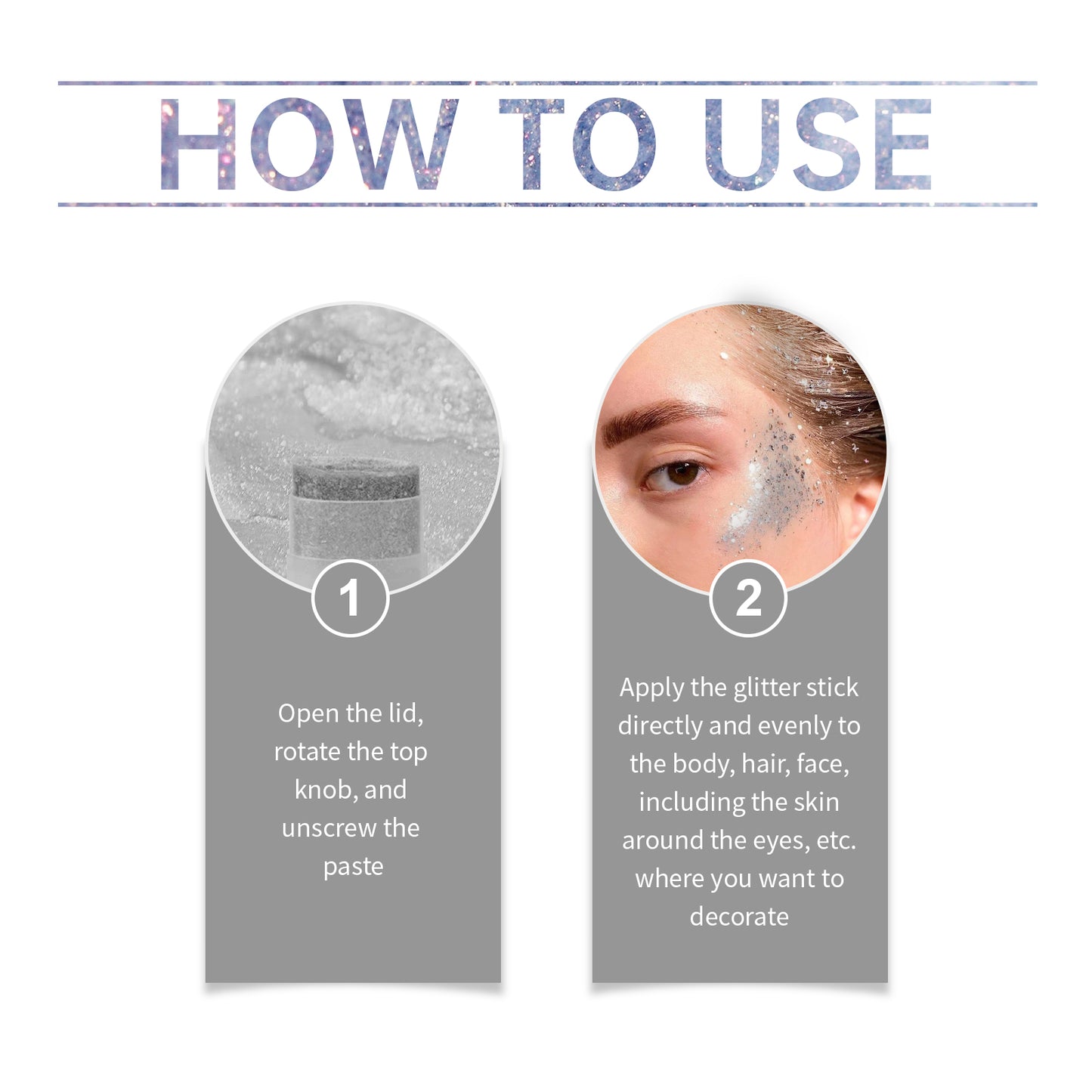 Jaysuing Sequined Glitter Stick (Silver), Party Dance, Performance, Makeup, Face, Body, Collarbone, Highlight And Shine