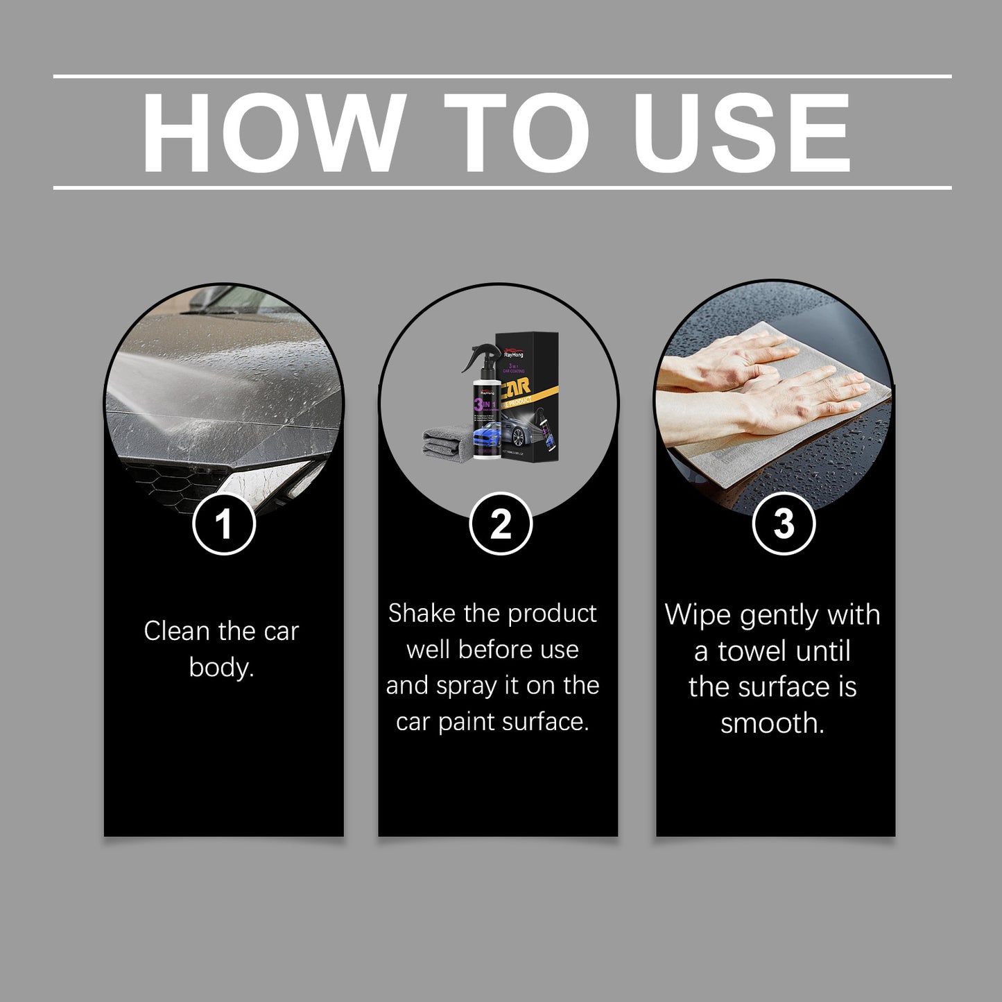 Rayhong 3-In-1 Automotive Paint Spray, For Brightening, Dust-Proofing, Stain-Proofing, Maintenance And Polishing Of Car Surfaces