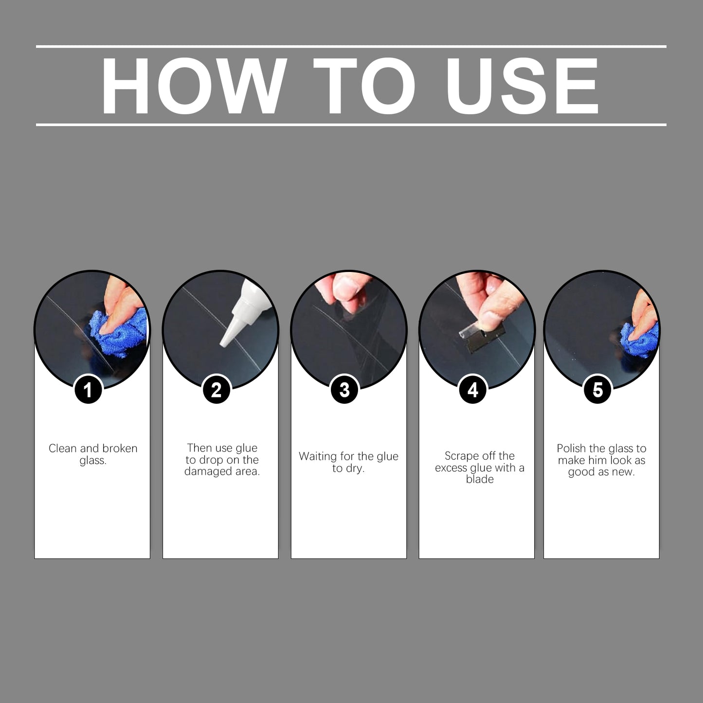 Rayhong Auto Glass Repair Adhesive (30ml) Glass Nano Repair Liquid Rapid Repair Adhesive For Cracked Glass