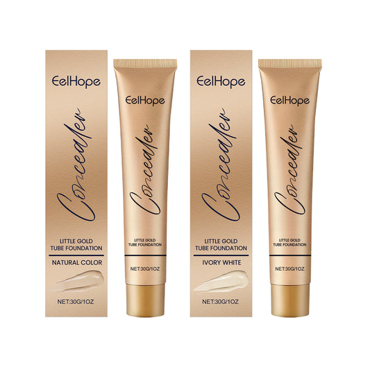 Small Gold Tube Foundation Concealer, Natural Lightweight Skin Concealer Not Easy To Remove Makeup Moisturizing Liquid Foundation
