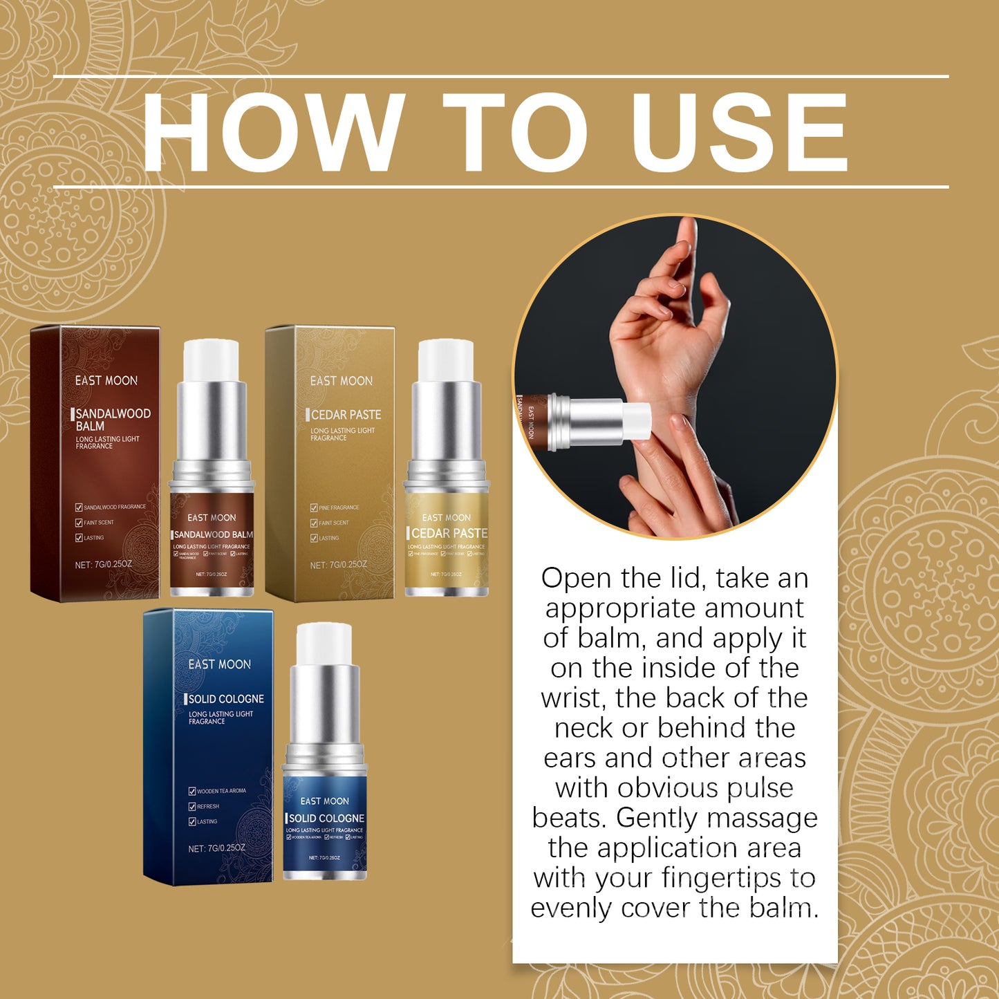 Men's Balm Stick Refreshing Non-Sticky Long Lasting Fragrance For Men Charm Balm Applicator