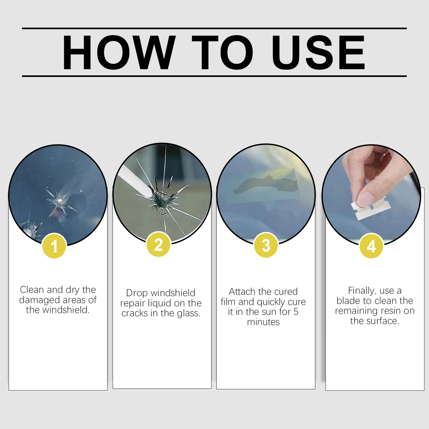 Homonth A Three-Piece Set, For Car Windshield Care, Including A Windshield Crack Repair, Cleaning And Refurbishment Kit