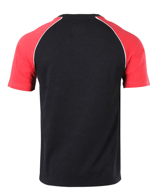 Mens Short Sleeve Raglan Tee - Color Block Retro Casual T-Shirt
