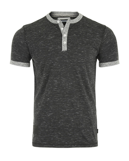 Short Sleeve Contrast Casual Ringer Henley T-Shirt