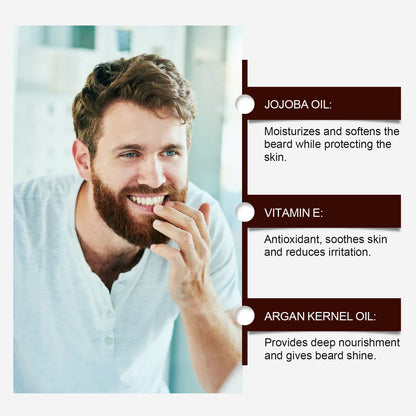 East Moon Men's Facial Hair Care Cream, Strong Beard Nourishing Thick Soft Bright Black Moisturizing Care