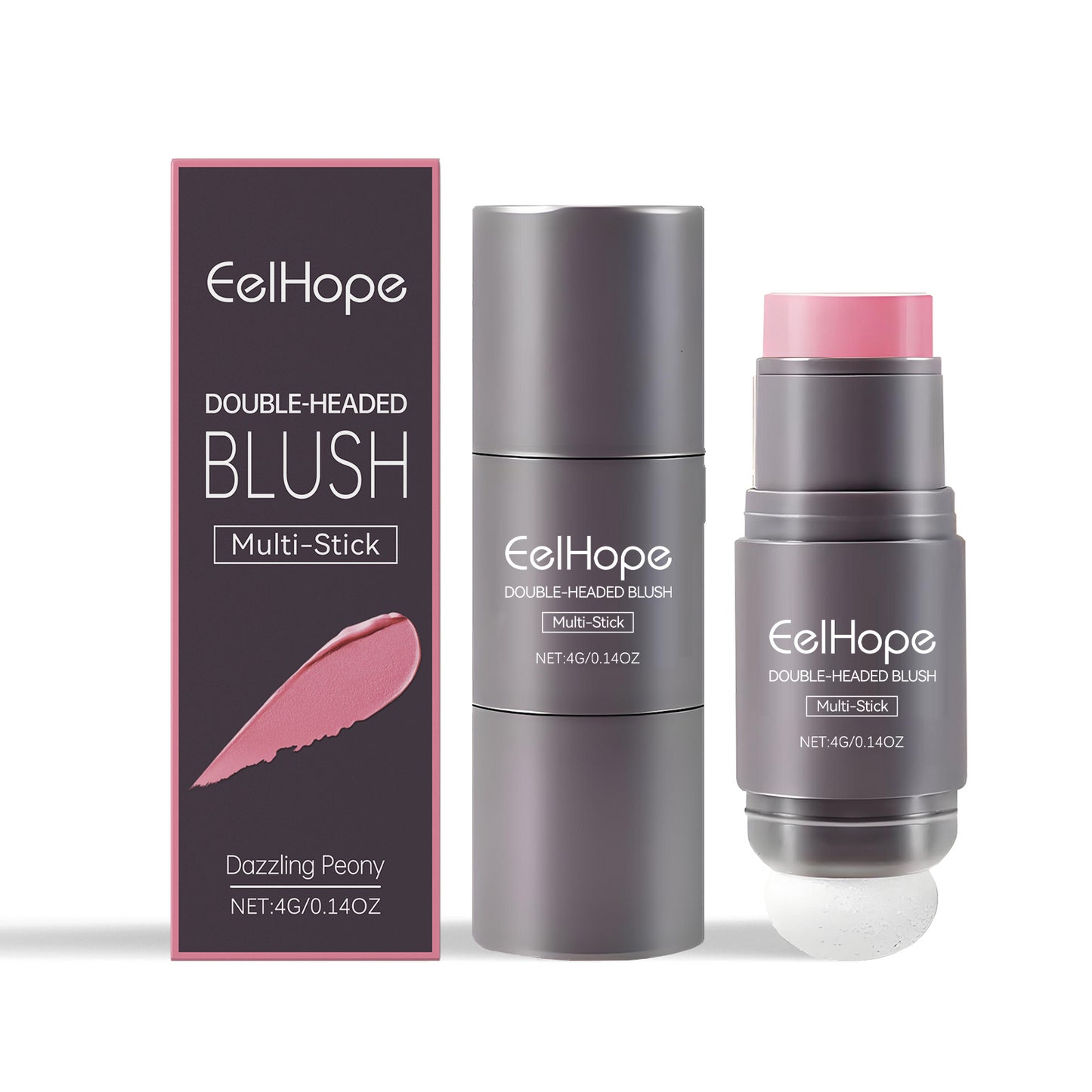 Eelhope Double Head Blush Multi-Purpose Stick, Natural Light Naked Makeup Long-Lasting Color Red Makeup Stick