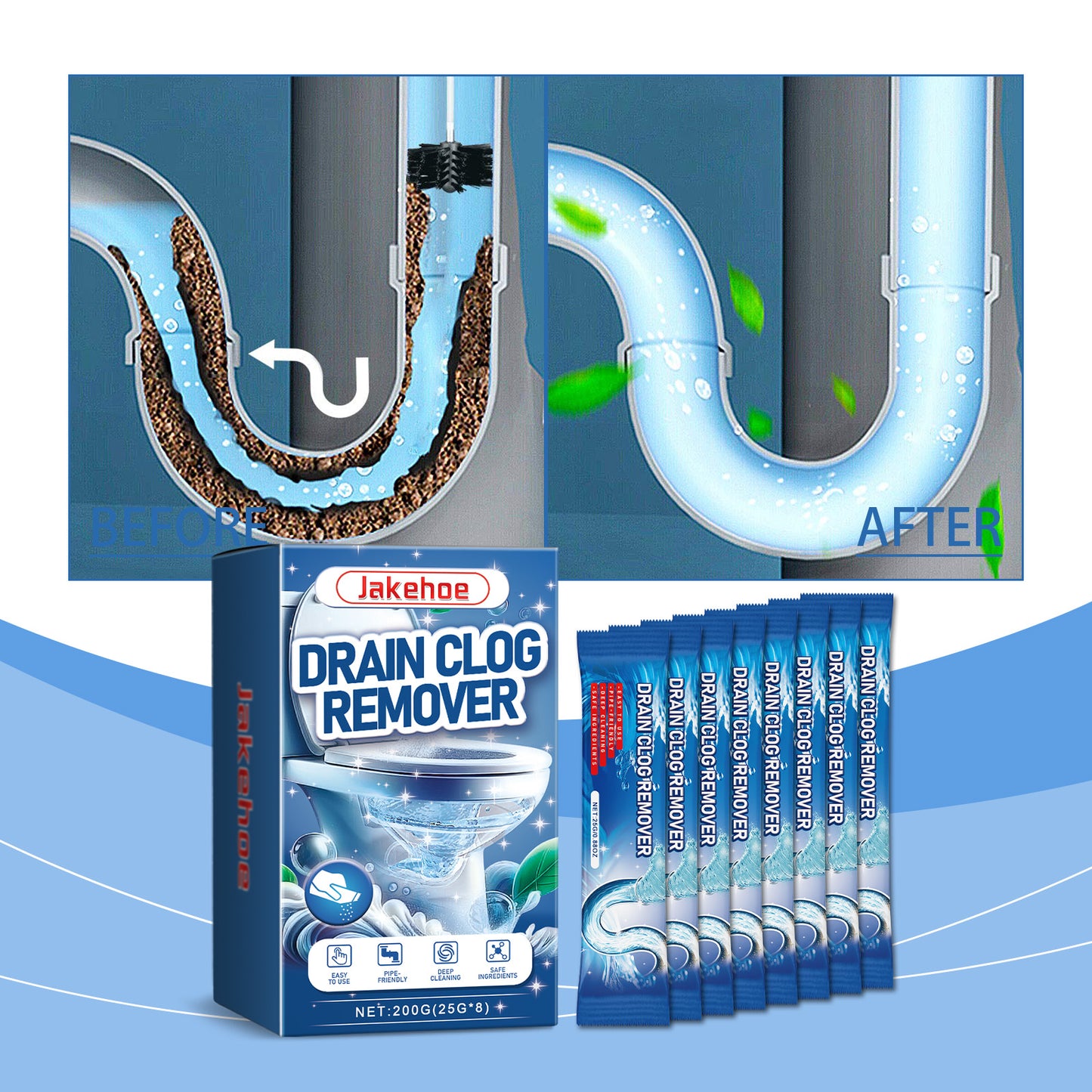 Pipe Dredging Powder, Toilet Pipe Toilet Floor Drain Kitchen Drain Clogged Dredging Powder