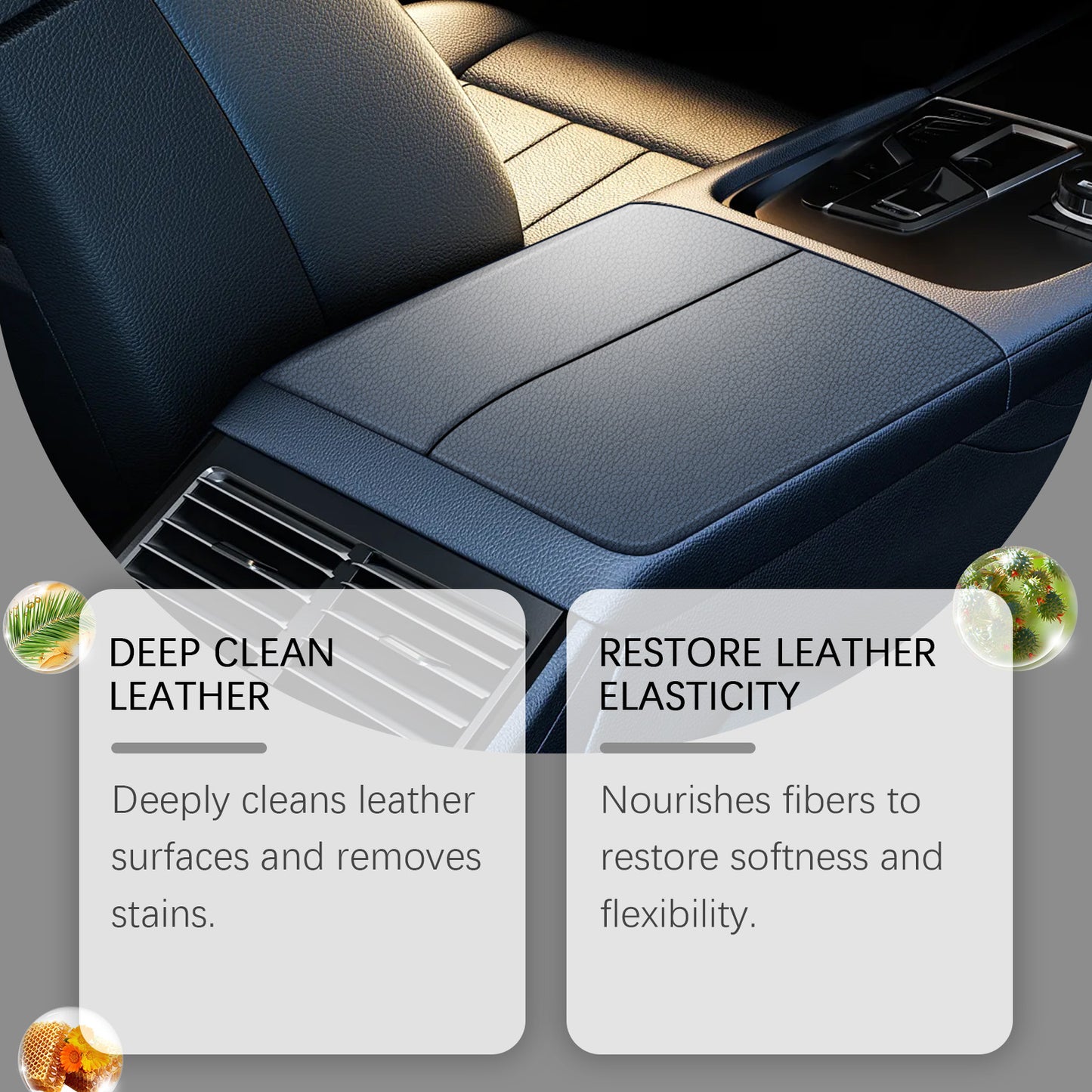 Homonth Car Leather Care Cream, Interior Leather Cleaning Decontamination New Bright Multi-Functional Care Cream