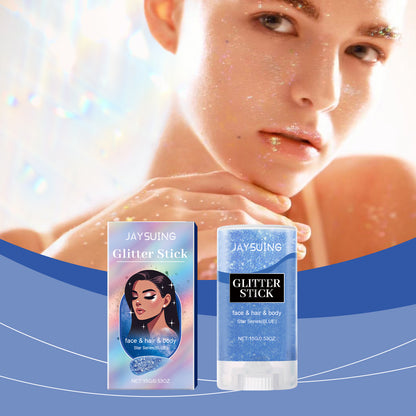 Jaysuing Sequined Glitter Stick (Blue), Party, Dance, Performance, Makeup, Face, Body, Collarbone, Highlight And Shine
