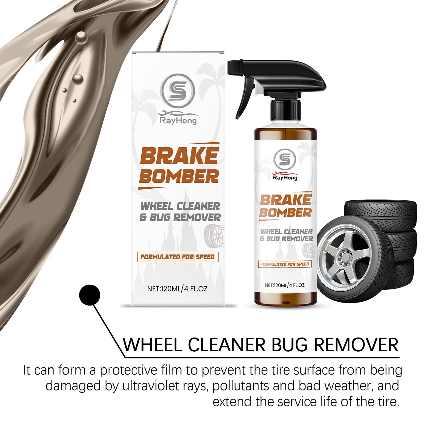 Rayhong Car Wheel Cleaner, A Cleaning And Maintenance Agent For Car Tires To Remove Dirt And Scale And Rejuvenate Them