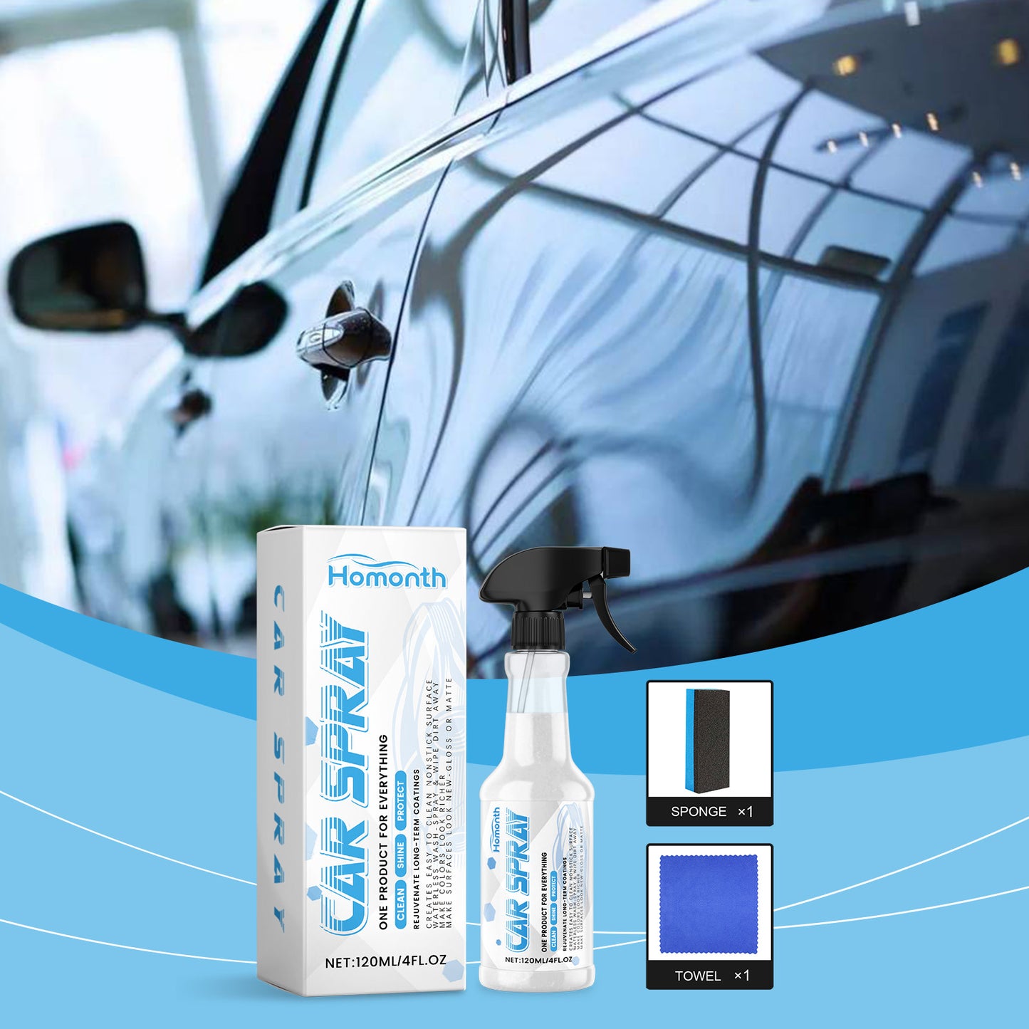 Homonth Multifunctional Coating Spray Set, Automotive Paint Surface Protection Coating Long-Lasting Gloss Protection