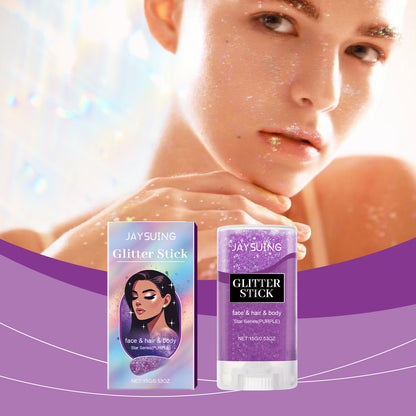 Jaysuing Sequined Glitter Stick (Purple), Party Dance, Performance, Makeup, Face, Body, Collarbone, Highlight And Shine