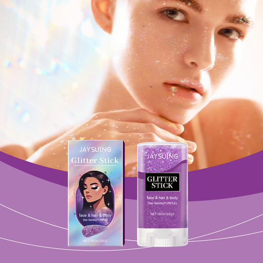 Jaysuing Sequined Glitter Stick (Purple), Party Dance, Performance, Makeup, Face, Body, Collarbone, Highlight And Shine