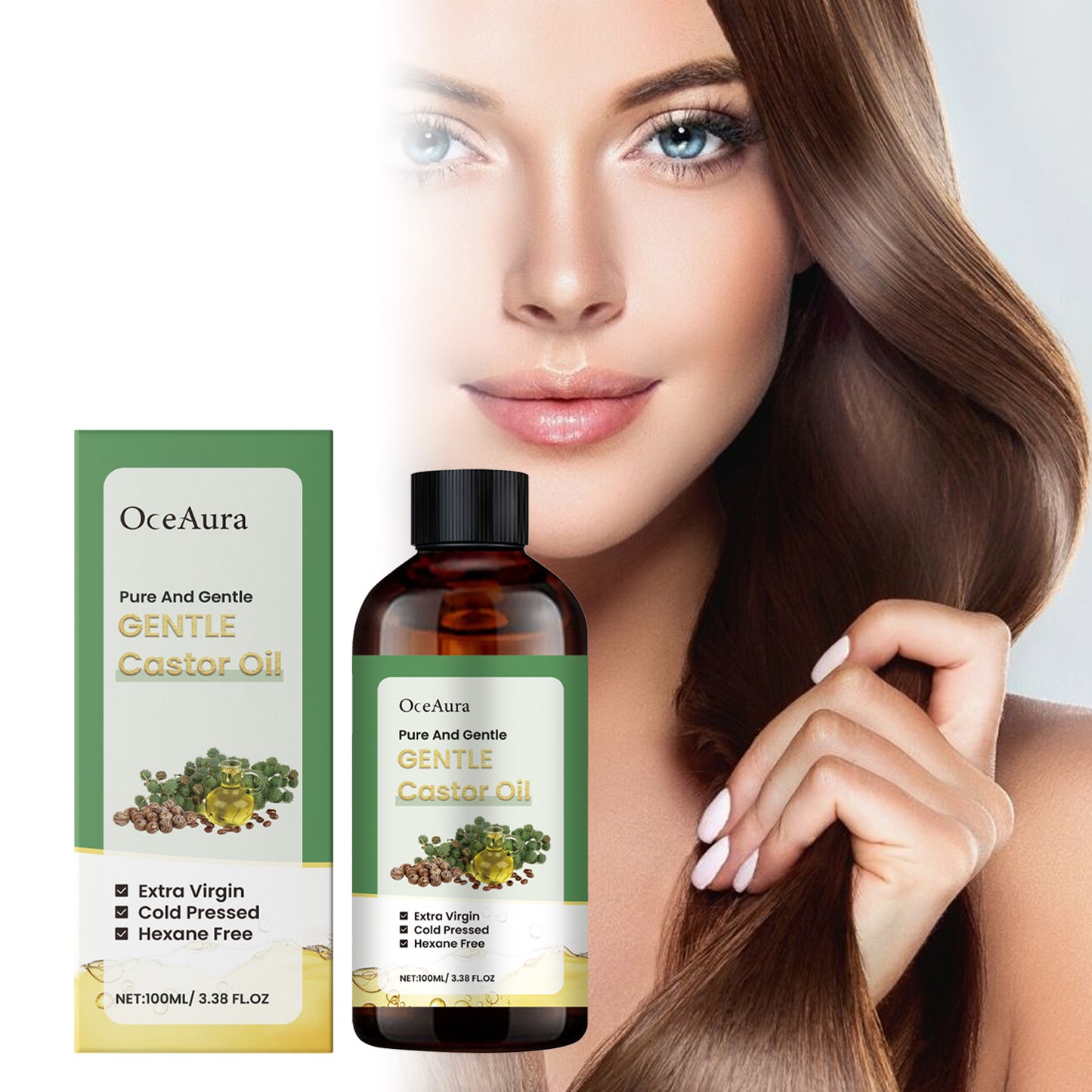 OceAura Multi-Effect Castor Oil Gentle Moisturizing, Hydrating And Repairing Skin And Nourishing Hair Follicles Multi-Effect Essential Oil