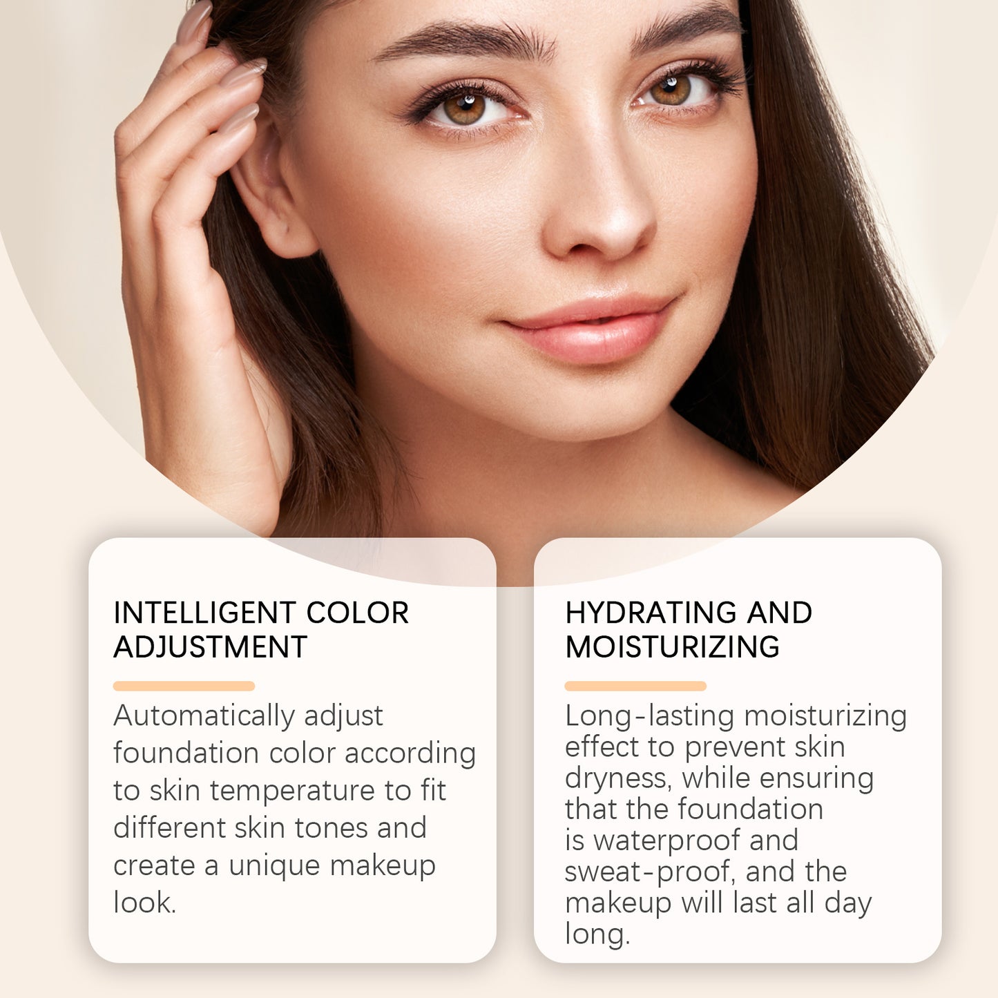 Jaysuing Warm Change Liquid Foundation, Moisturizing Natural Concealer Long Lasting Moisture Without Dehydrating Makeup Bright Warm Change Liquid Foundation