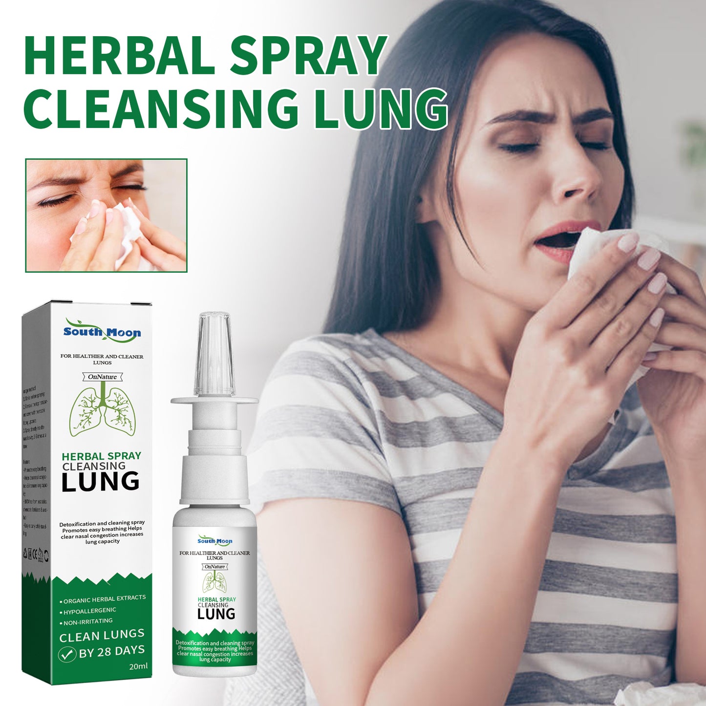 Herbal Spray Cleansing Lung, Nasal Cleansing Treatment For Runny Nose Discomfort