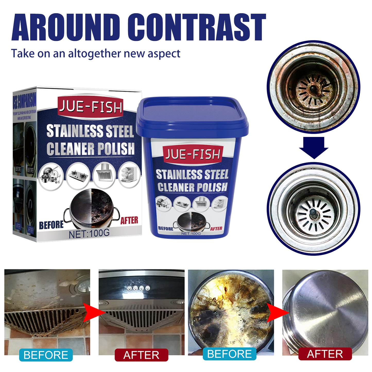 Stainless Steel Cleaning Cream, Kitchen Decontaminant Pot Rust, Pot Bottom, Stove Top Black Scale Cleaning Cream