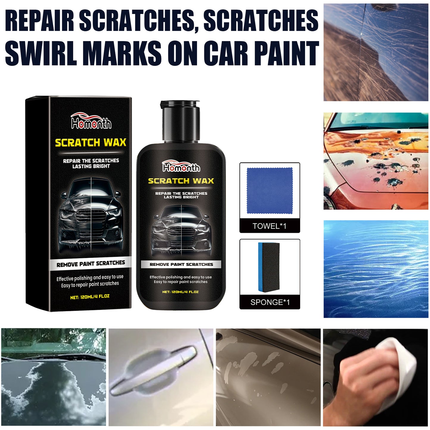 Scratch Wax, Car Paint Scratches And Scratches Repair Cream Maintenance Polishing Wax