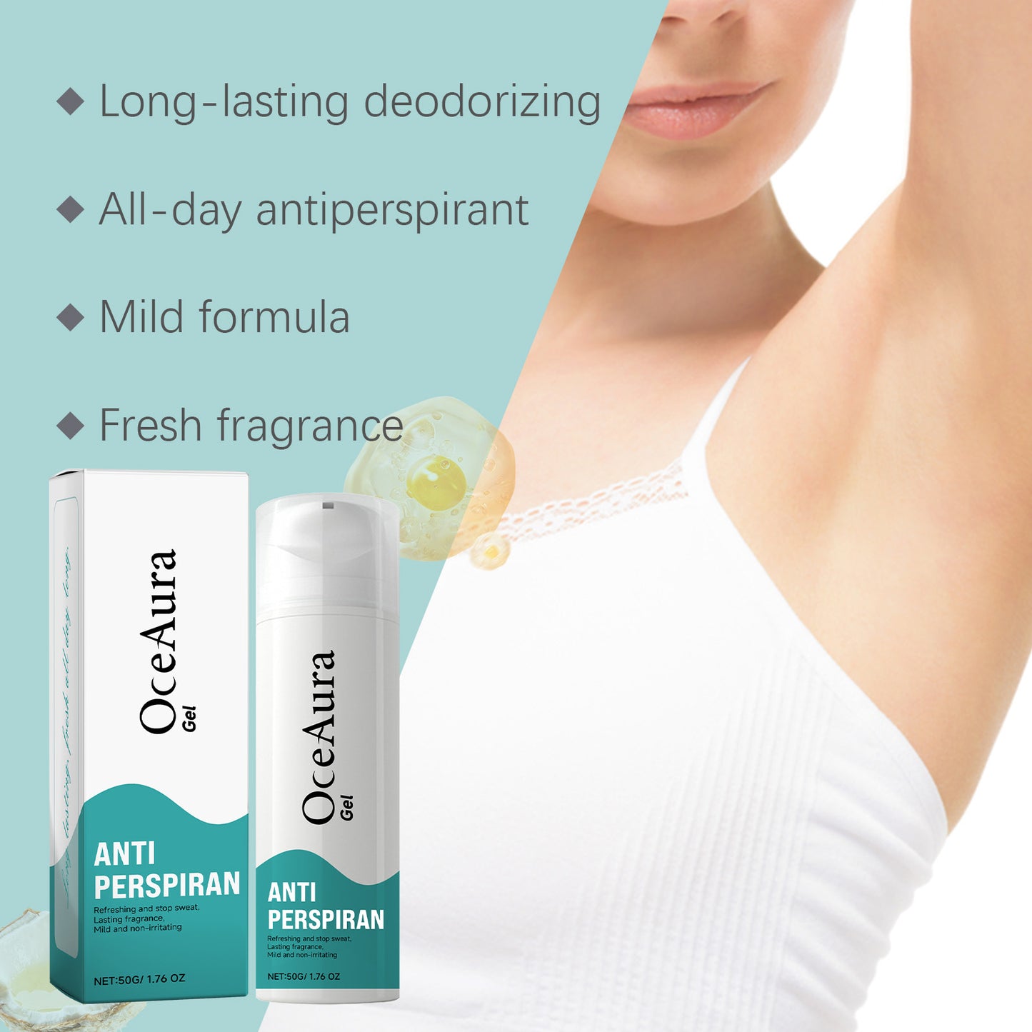 OceAura Stay Fragrance Gel Summer Skin Refreshing Perspiration Cleaning Stay Fragrance Mild Ingredient Care Gel