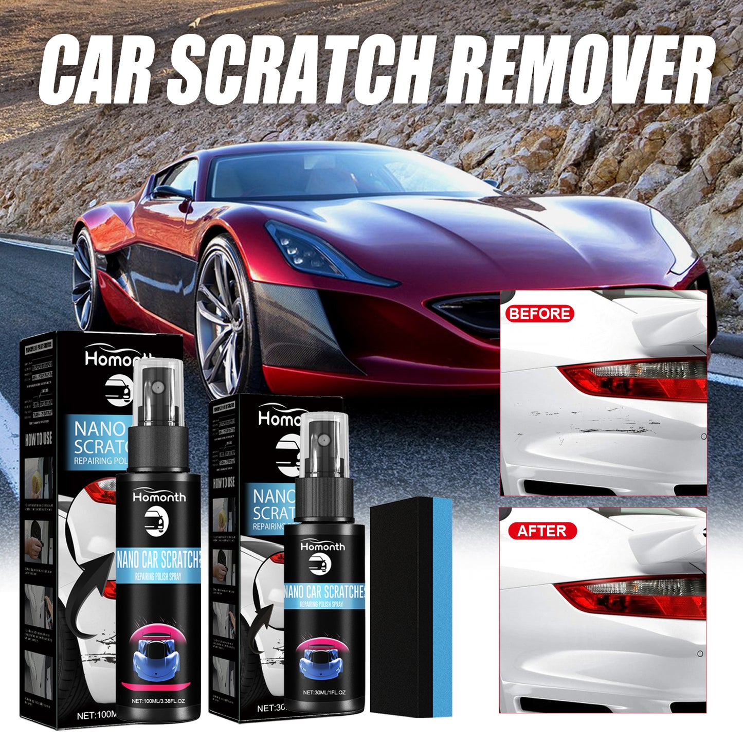 Scratch Repair Spray, Automotive Scratch Reconditioning Cleaning Repair Maintenance Brightening Care Paint Spray