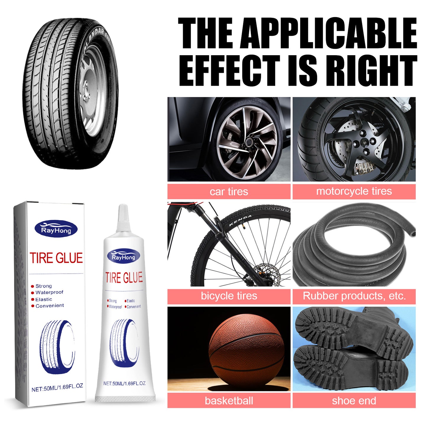 Rayhong Tire Glue, Soft Repair Glue For Repairing Cracks And Scratches On The Side Of Car Tires