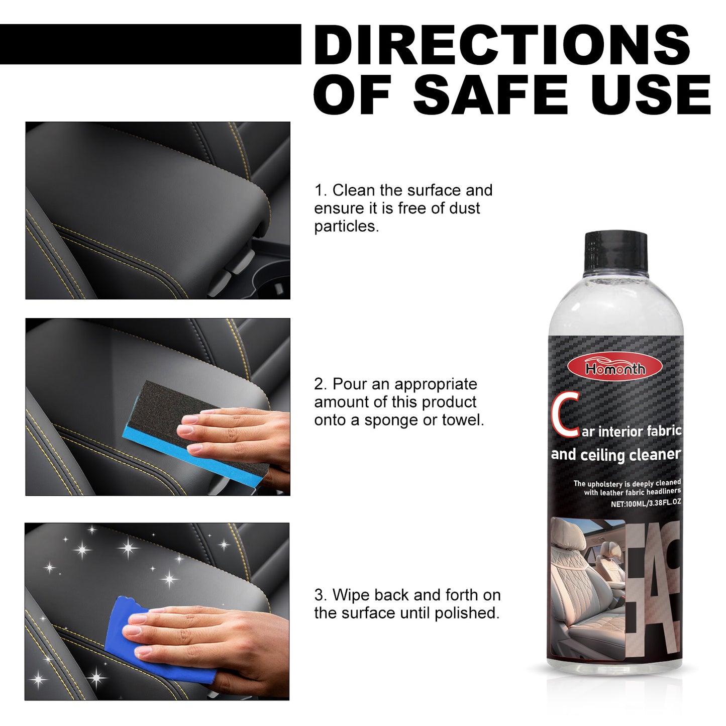 Automotive Leather Polish, Car Interior Leather Seat Leather Maintenance Refurbishment Decontamination Cleaning Agent