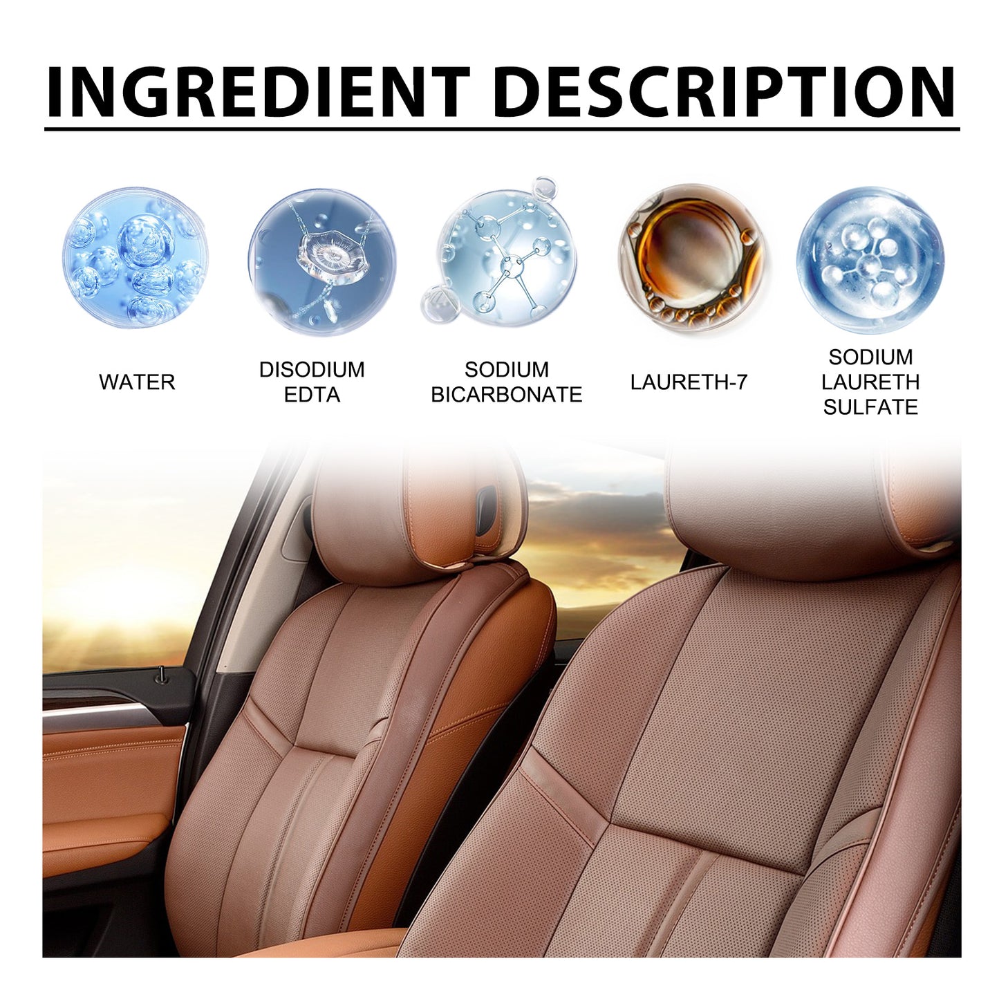 Automotive Leather Polish, Car Interior Leather Seat Leather Maintenance Refurbishment Decontamination Cleaning Agent