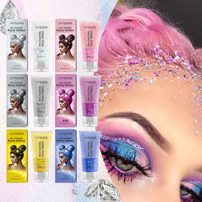 Jaysuing Glitter Glitter Gel, Natural Stereoscopic Body High Glitter Party Rave Multi-Color Option