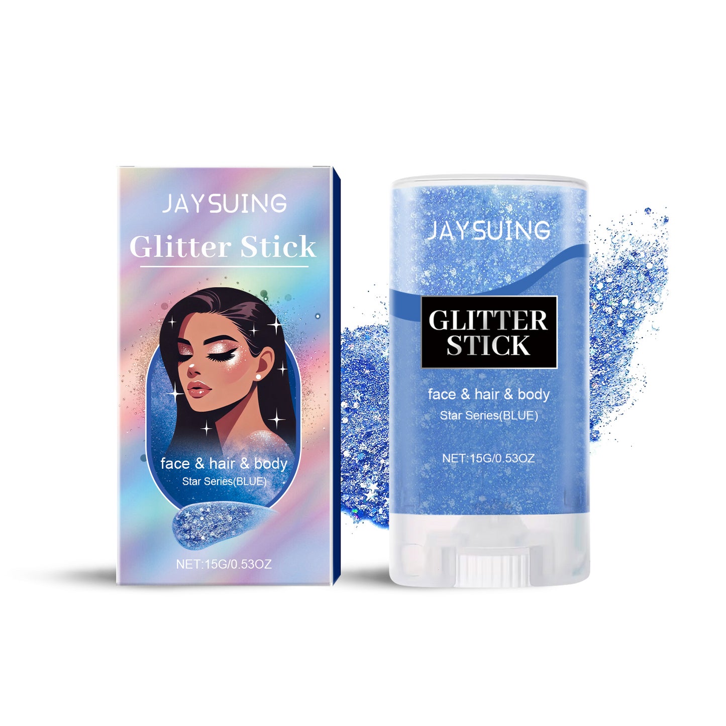 Jaysuing Sequined Glitter Stick (Blue), Party, Dance, Performance, Makeup, Face, Body, Collarbone, Highlight And Shine