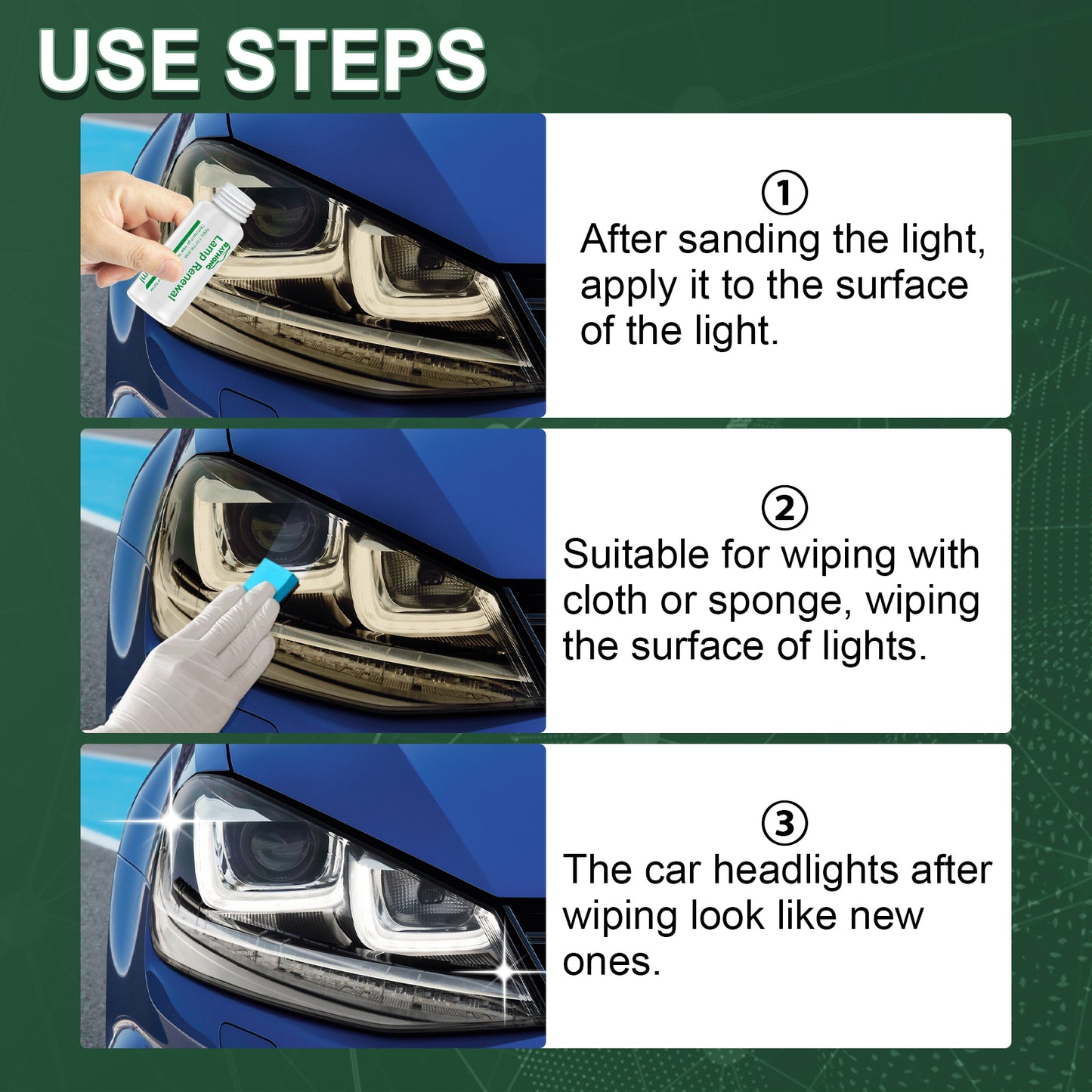 Lamp Renewal, Lamp Shade Yellow Sanding Cleaning Scratch Polish Car Light Repair Fluid