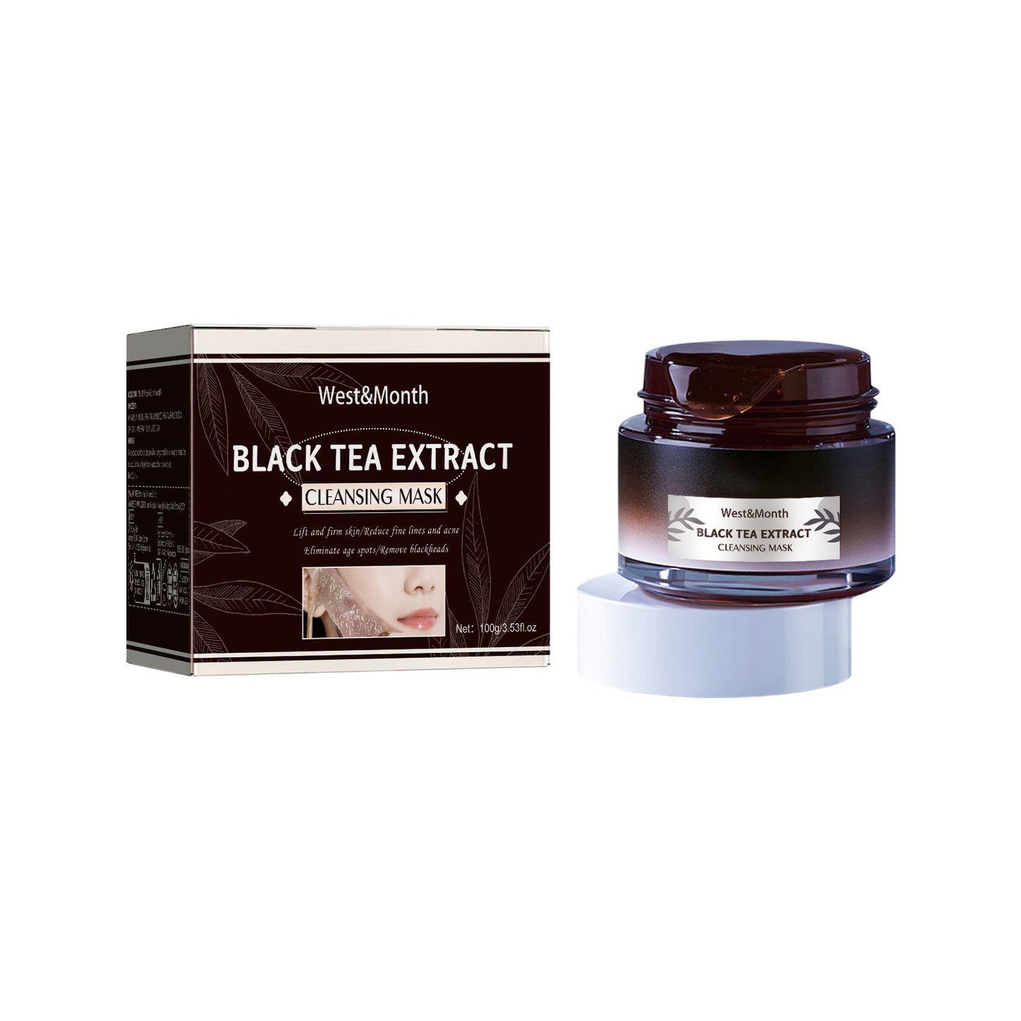 Black Tea Extract Cleansing Mask, Clean And Delicate Pore Brightening Skin Rejuvenating Daub Type Facial Mask