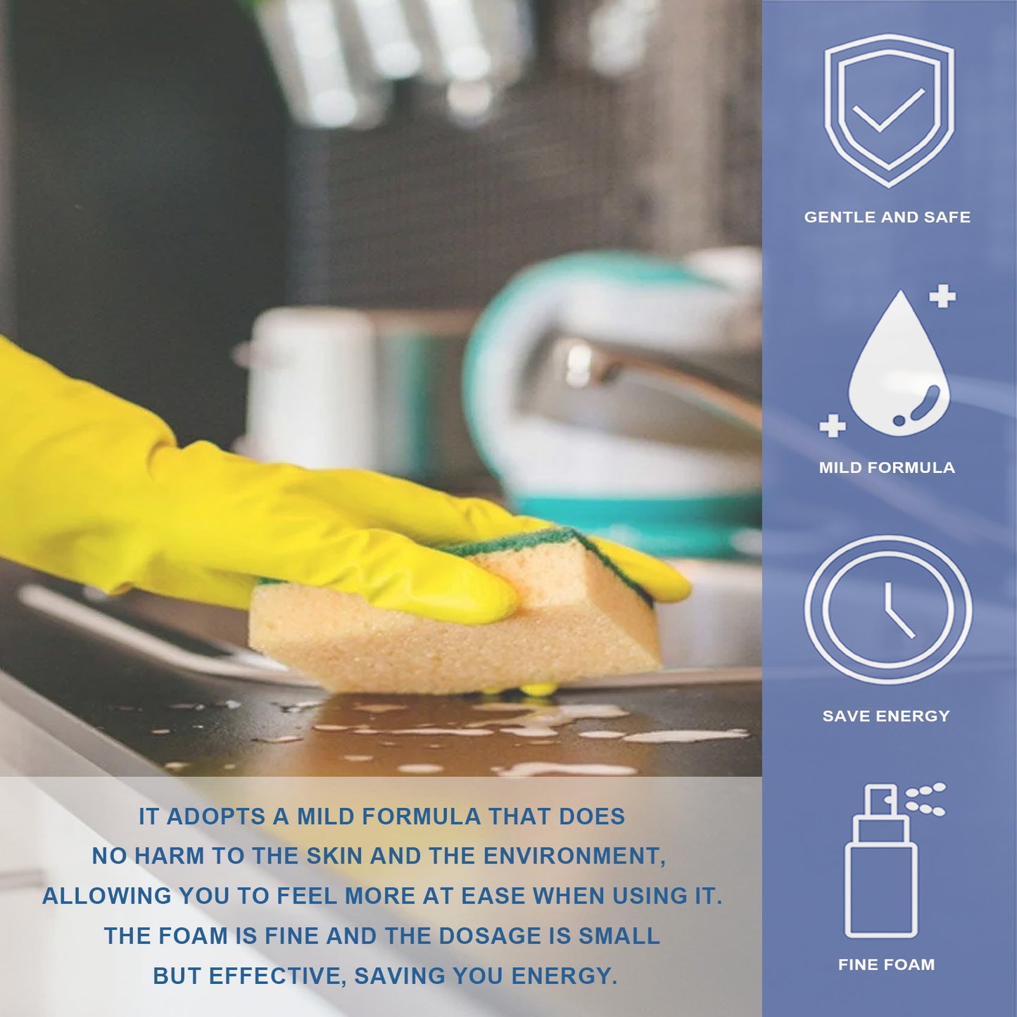 Multi Purpose Cleaning System, Gentle Decontamination Multi-Surface Foam Cleaner For Kitchen Cooktop Cookware