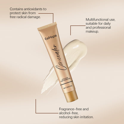 Small Gold Tube Foundation Concealer, Natural Lightweight Skin Concealer Not Easy To Remove Makeup Moisturizing Liquid Foundation