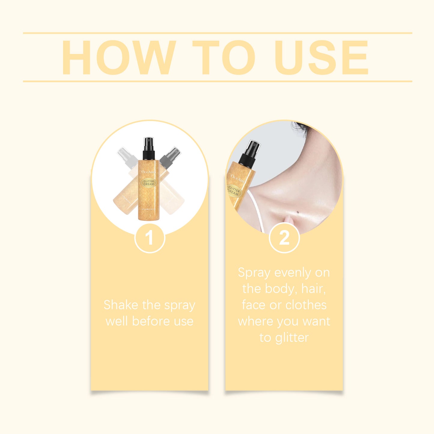 OceAura Body Glitter Spray Natural Stereoscopic Long-Lasting Shiny Hair Body Collarbone Highlighter Spray