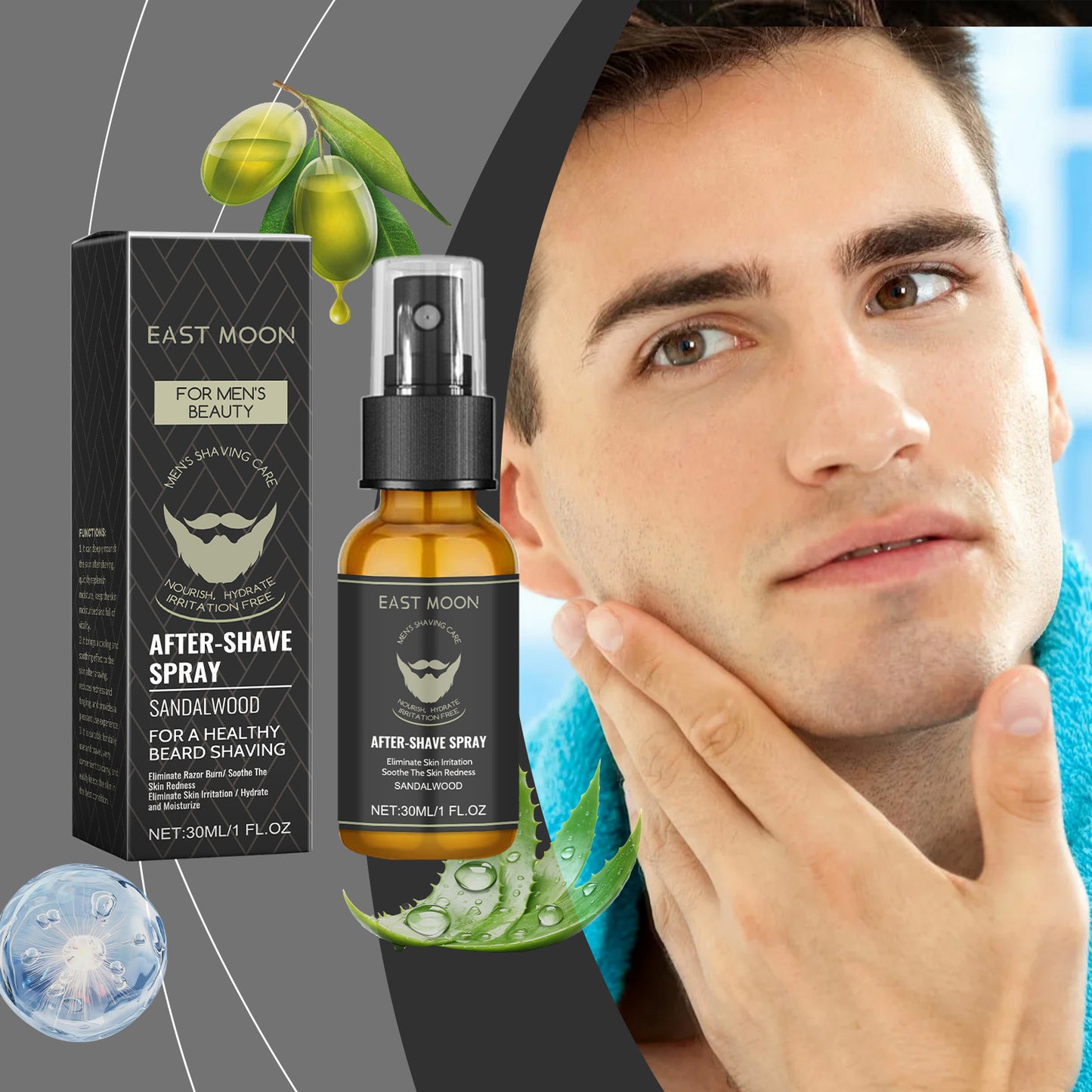 After Shave Spray Men's Beard Care Soothing Moisturizing Cool Skin Care Spray