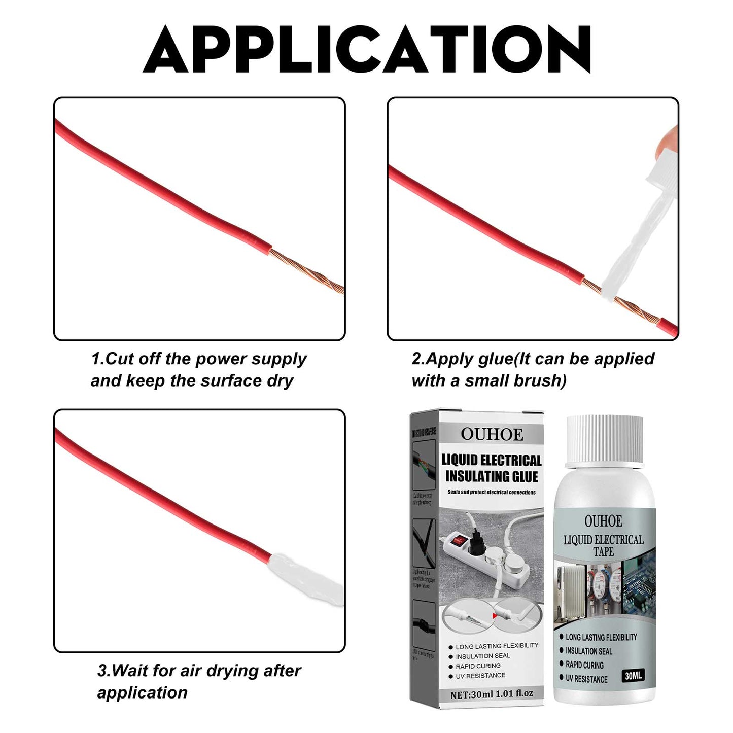 OUHOE Liquid Electrical Insulating Adhesive (White 30ml) Is A High-Temperature Resistant Organic Insulating Adhesive With Good Weather Resistance And Water Resistance For Repair And Sealing