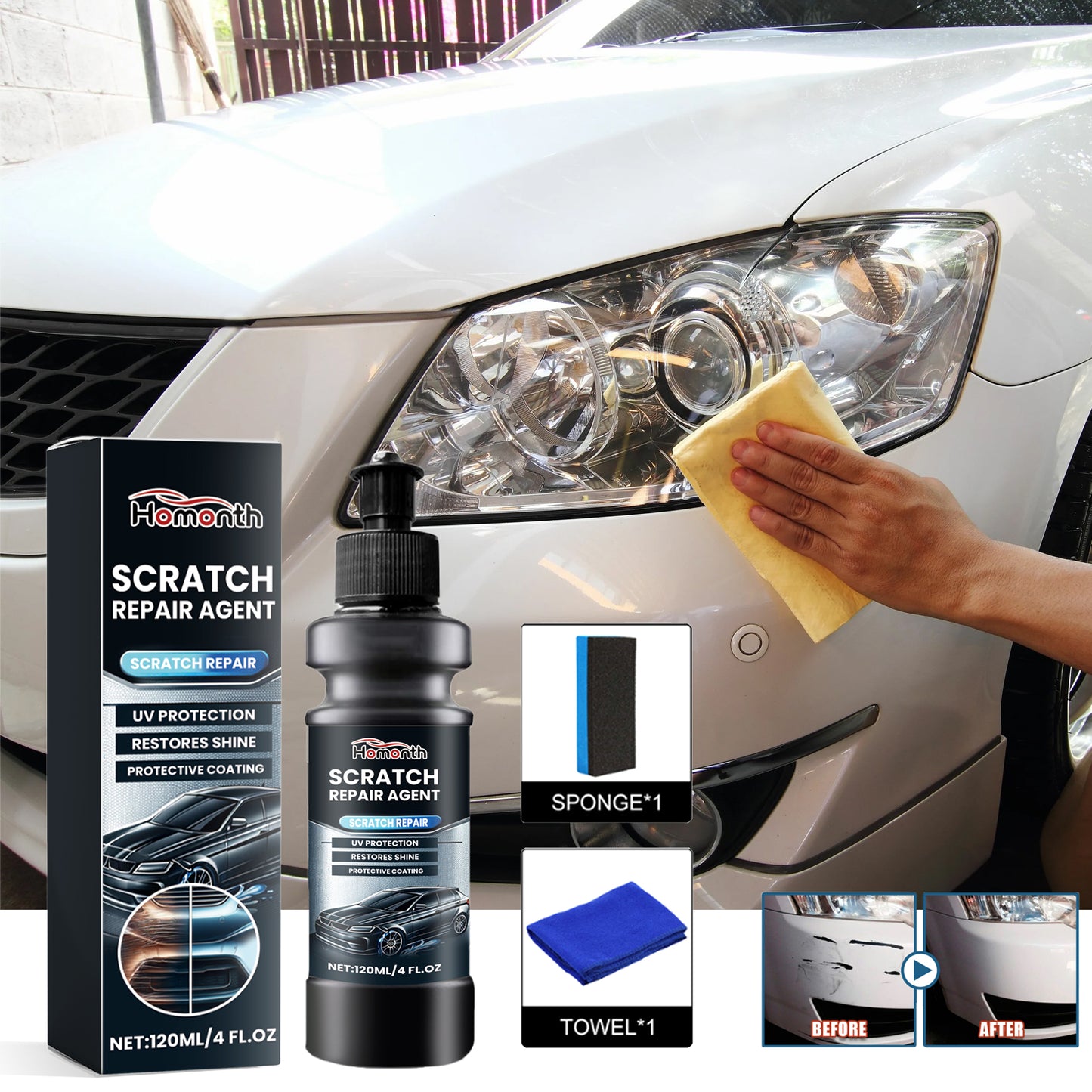 Scratch Repair Agent, Car Paint Reconditioning Protective Polishing Scratches Cleaning Decontamination Mark Remover