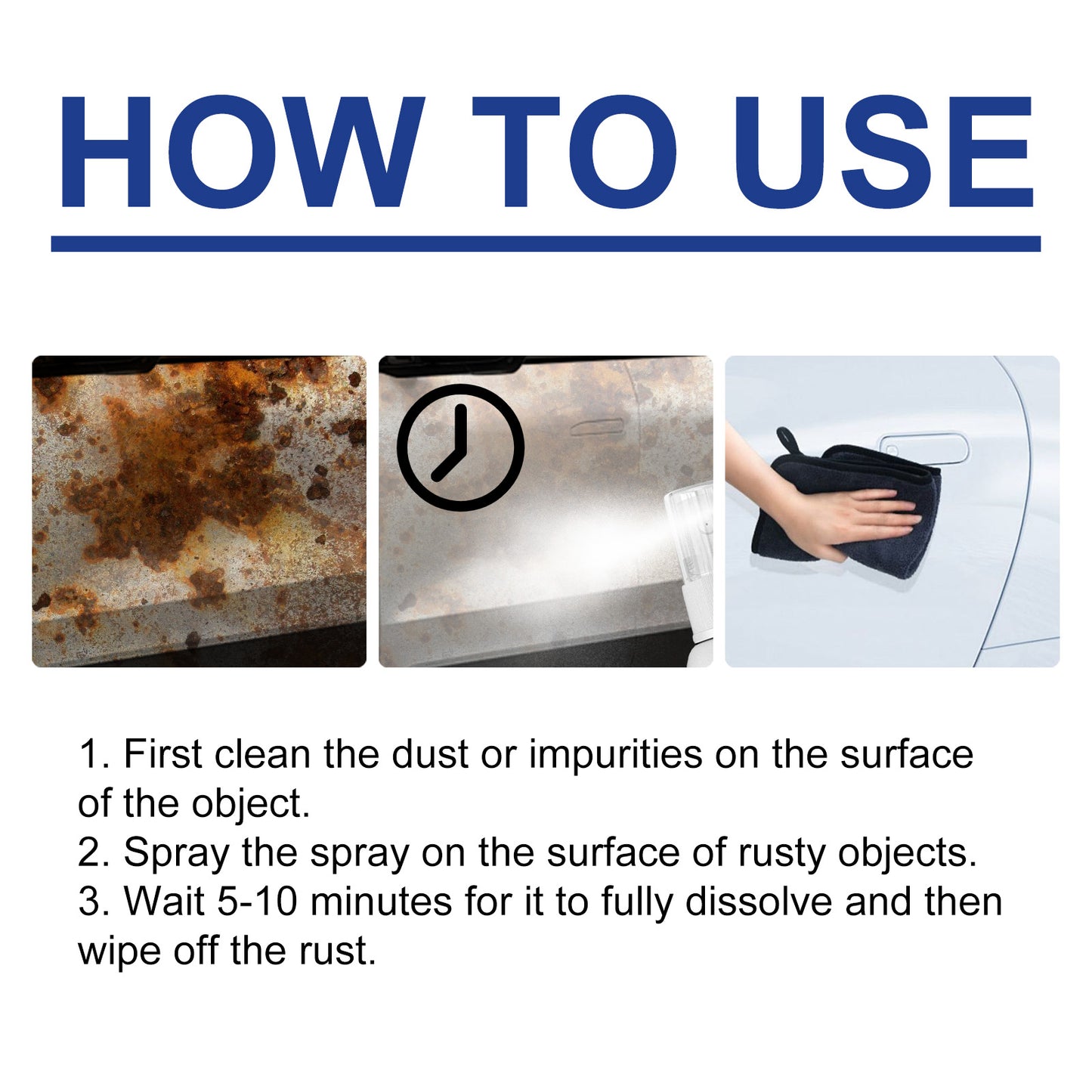 Clear Rust Multi Use Spray, Car Tire Cleaning Decontamination Refurbished Anti-Oxidation Maintenance Cleaner