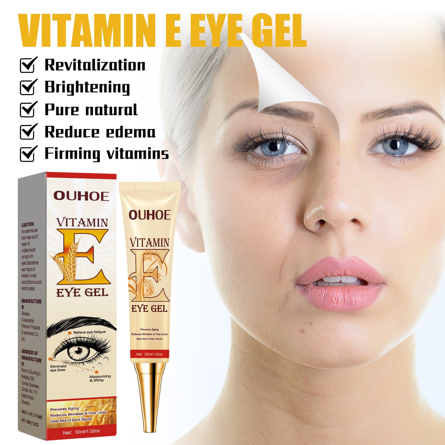 Vitamin E Eye Cream, Lightened Dark Circles Crow's Feet, Firmed And Moisturized Eye Cream