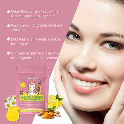 Eelhope Kojic Acid Turmeric Cleansing Pad Gently Cleanses Facial Skin Pores Refreshing Cleansing Skincare