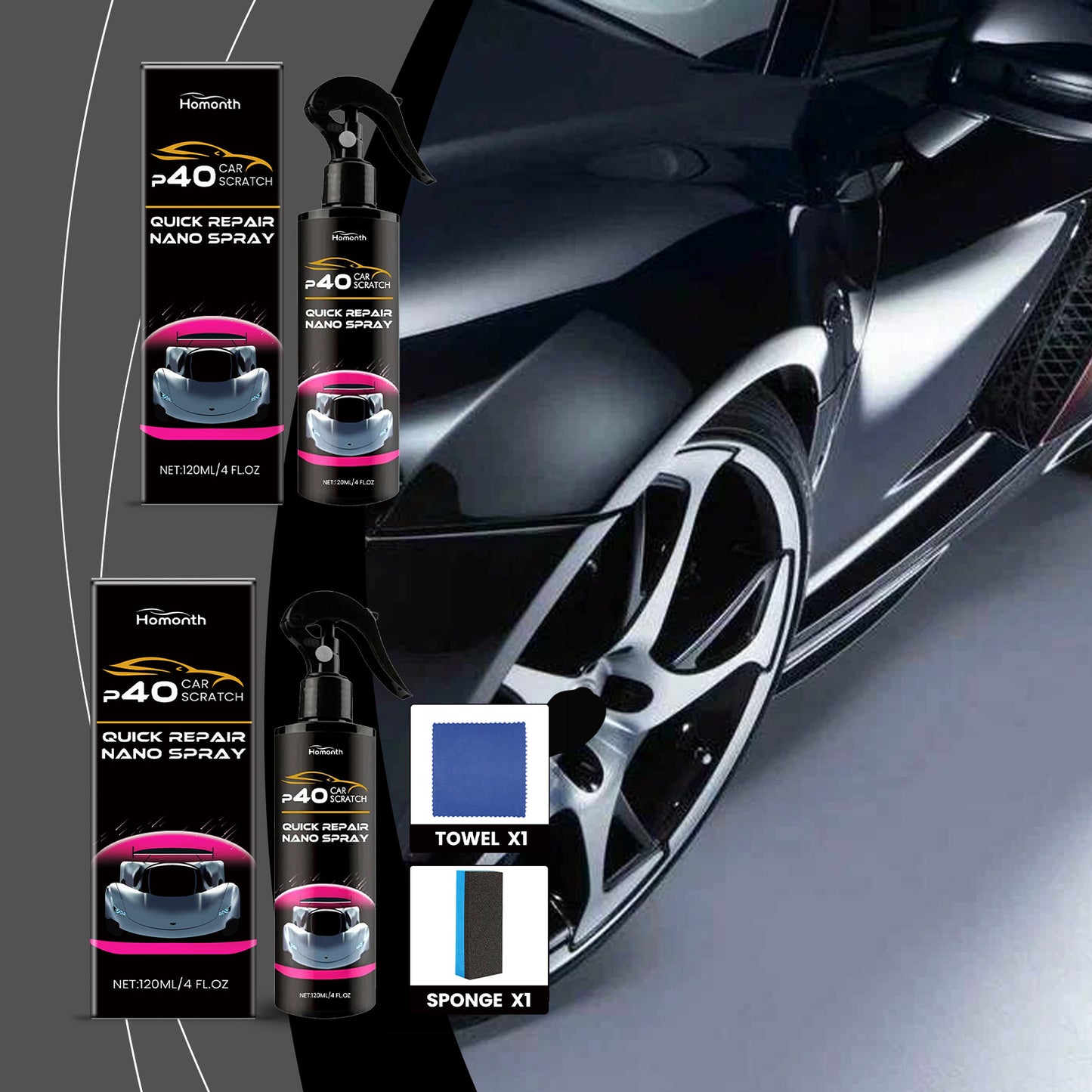 Homonth Nanometer Spray, For Rapid Repair Of Car Scratches, Cleaning, Decontamination, Polishing And Care Of Car Paint Surface Scratches