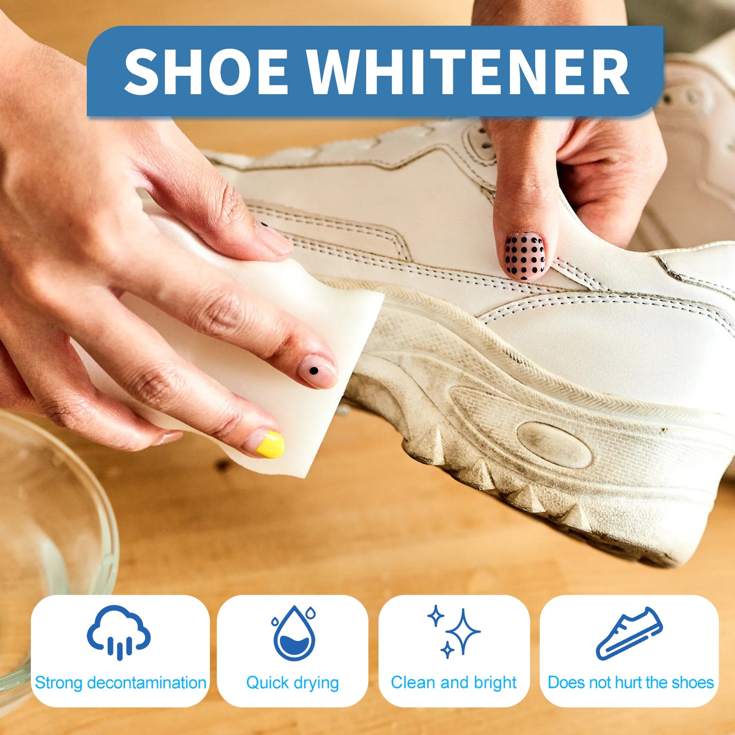 Shoe Brightening Cleaner, Remove Yellow Edge Decontamination Cleaning Whitening Small White Shoes Cleaning Shoeshine Agent