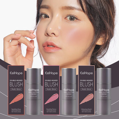 Eelhope Double Head Blush Multi-Purpose Stick, Natural Light Naked Makeup Long-Lasting Color Red Makeup Stick