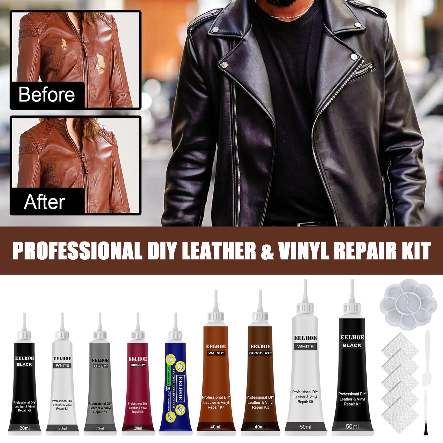 EELHOE Car Leather Touch-Up Cream (Grey) Leather Bag Leather Shoe Leather Refurbishment Sofa Leather Touch-Up Cream Color Modifier