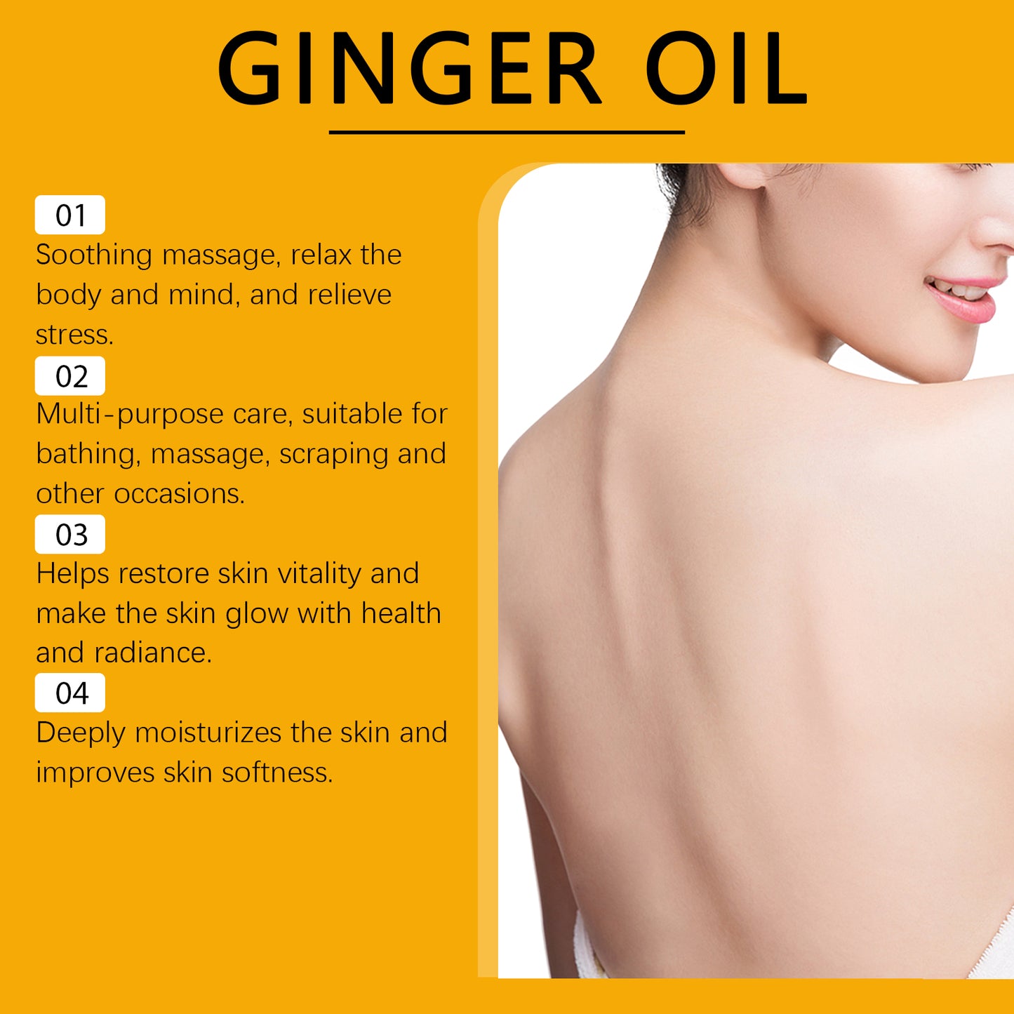 Ginger Massage Essential Oil, Ginger Care Essence Oil Body Massage Daily Care Firming Skin