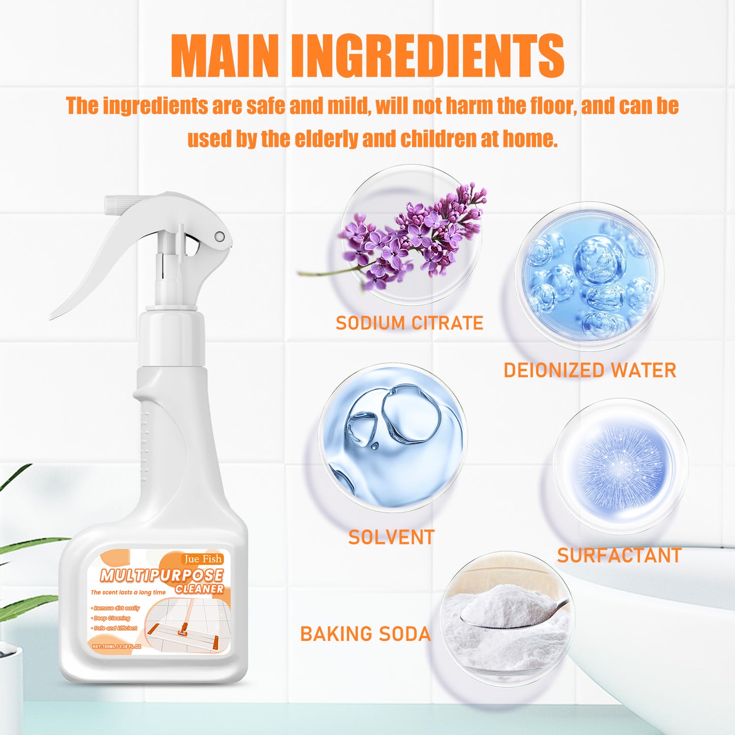 Multipurpose Cleaner, Wood Furniture Solid Wood Flooring Marble Tile Porcelain Decontamination Cleaner