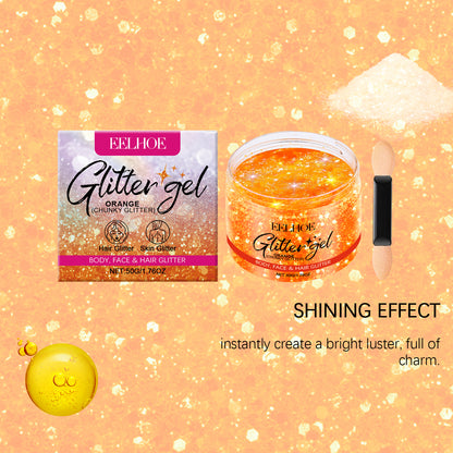 EELHOE Orange Glitter Glitter Gel Facial Body Collarbone Hair Evening Party Festive Bash Brightening Glitter